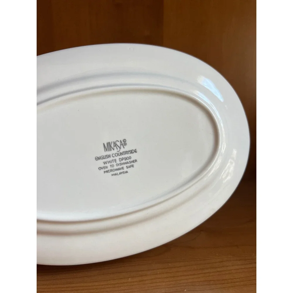 Mikasa English Countryside White Gravy Boat and Underplate Embossed Stoneware